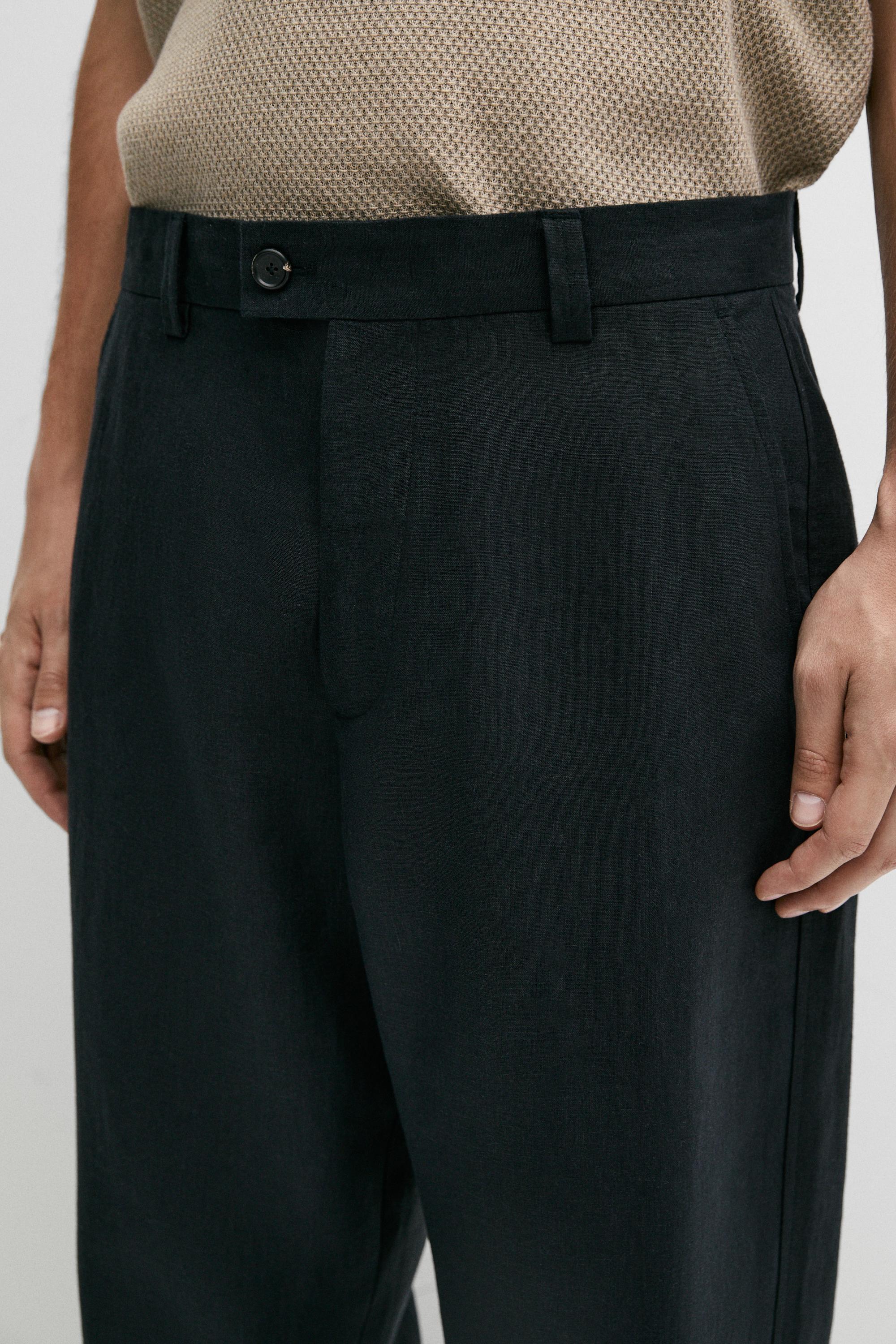 Straight-leg linen pants
